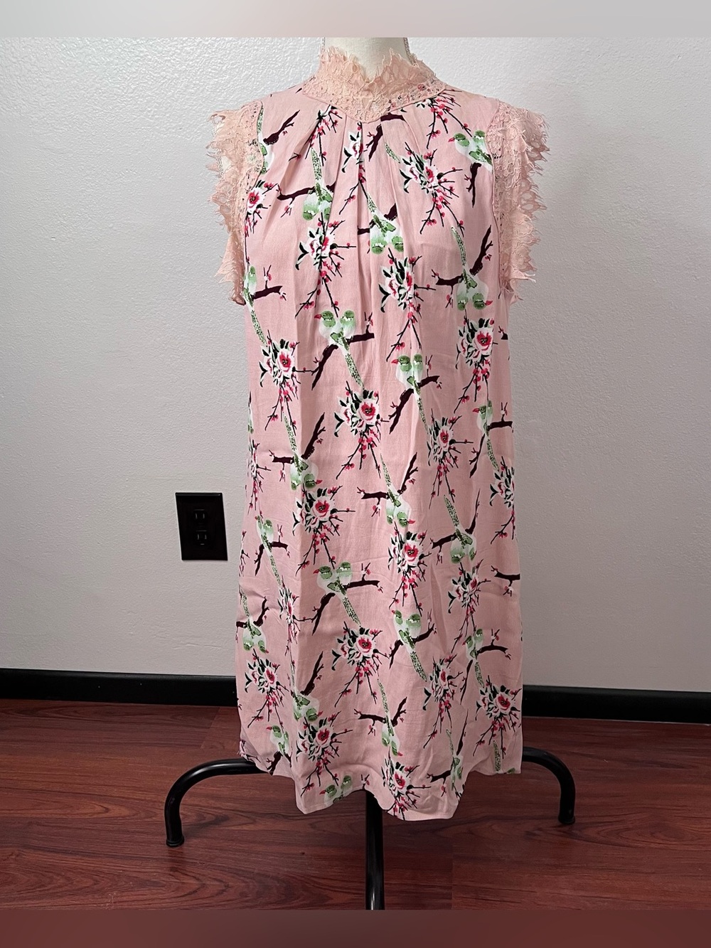 Chelsea and Violet Cherry Blossoms and Birds Sleeveless Dress Size M